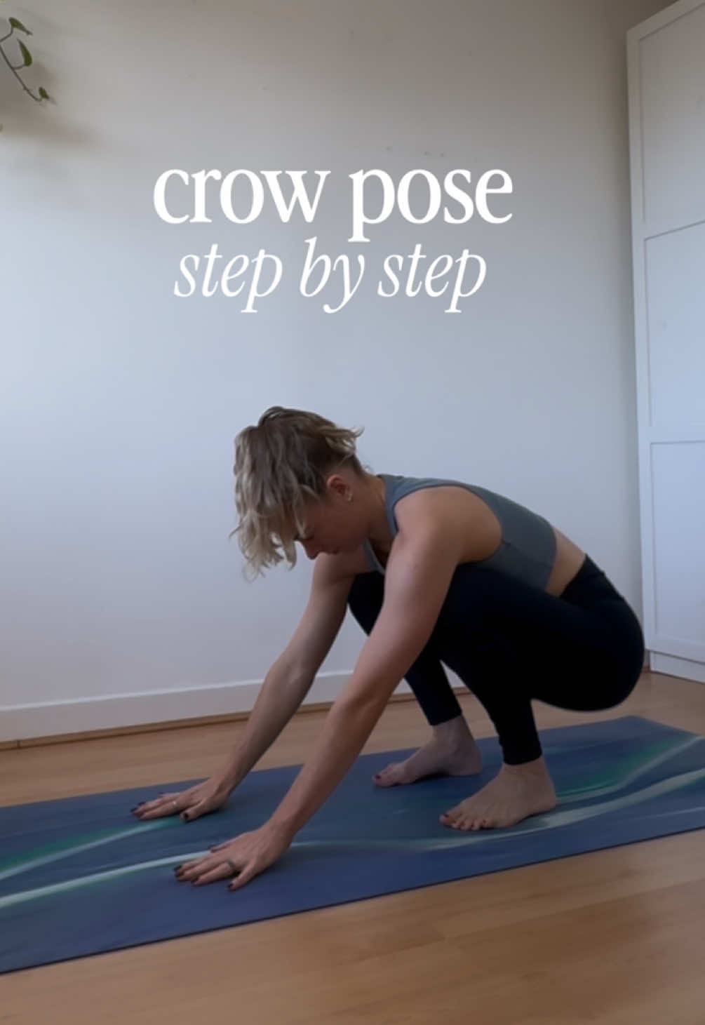 How to do crow pose step by step. #crowpose #bakasana #yoga #armbalance
