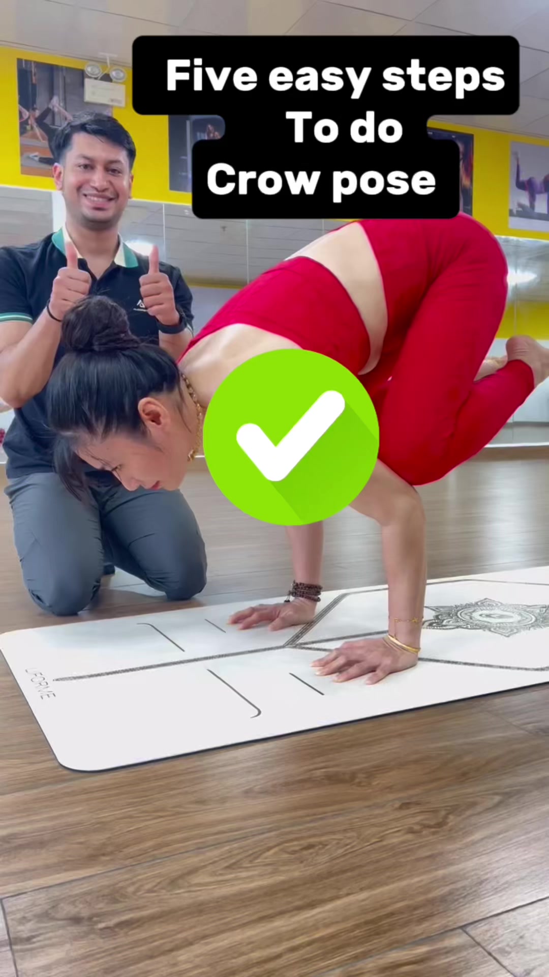 Crow pose in 5 easy steps @Liforme Yoga Mats #crowpose #yogaclick #yogawithsagar #yogahouseuongbi